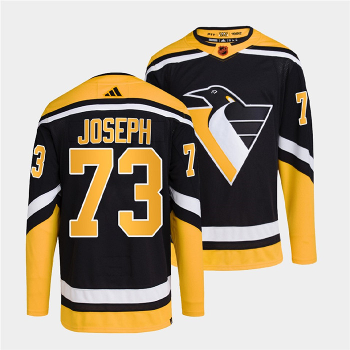 Men's Pittsburgh Penguins #73 Pierre-Olivier Joseph Black 2022-23 Reverse Retro Stitched Jersey